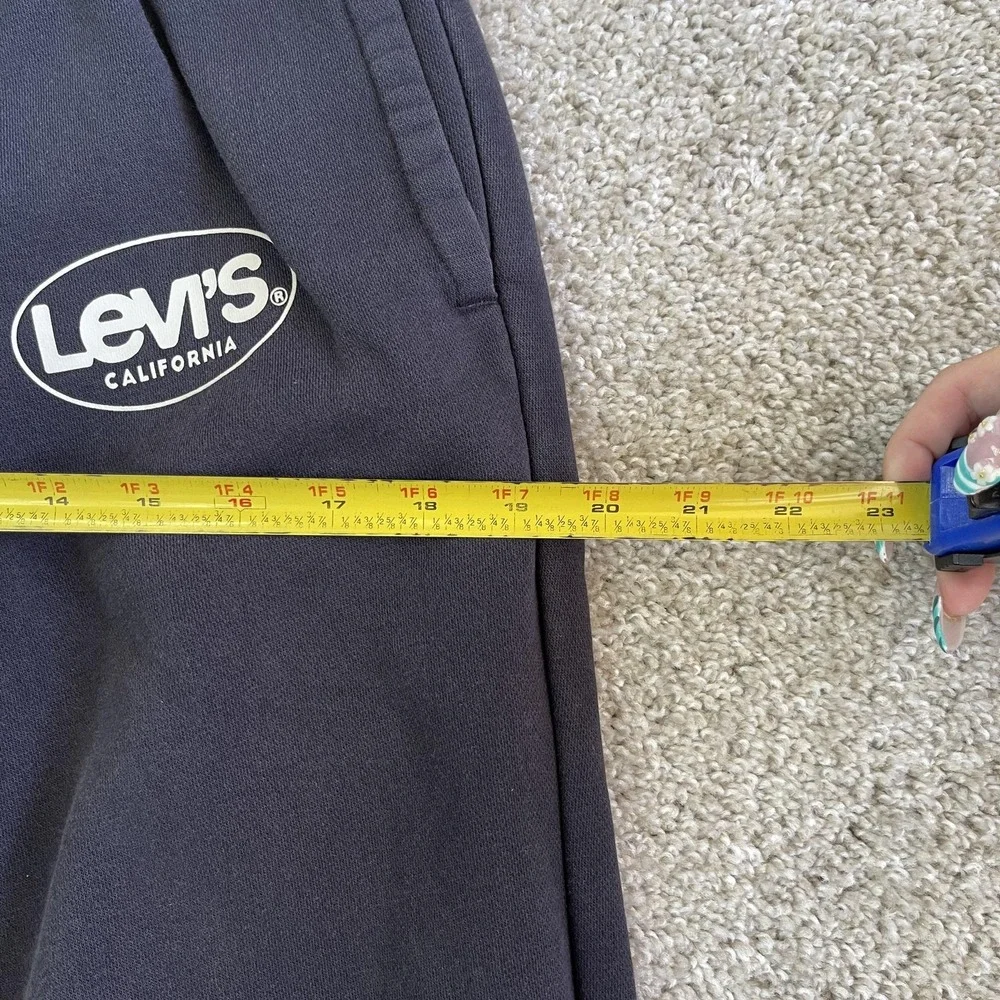 Levi's Sweatpants Mens Small Navy Fleece Elastic Waist Pockets Tapered Logo